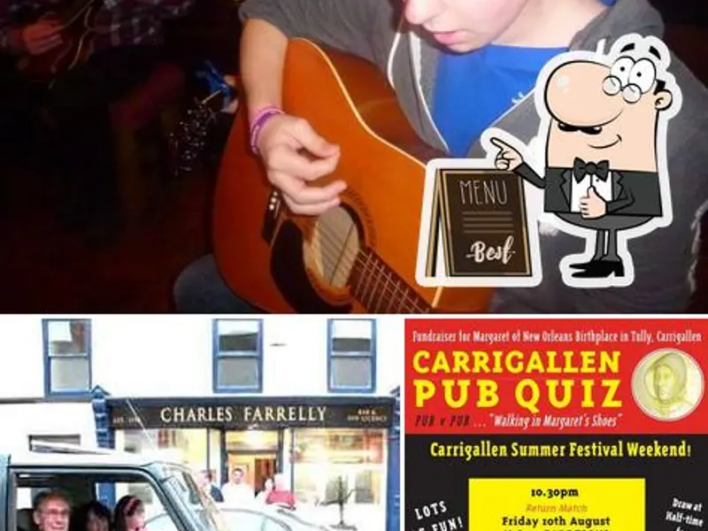 Young musician playing guitar at Charley Farrelly's and the Carrigallen Pub Quiz poster
